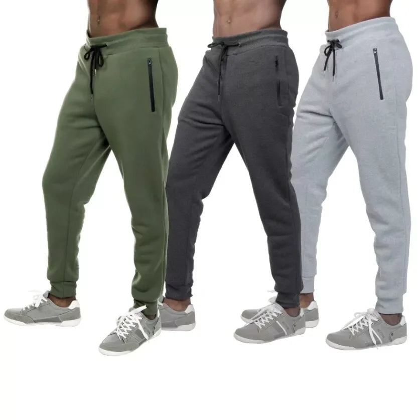 3 PACK: Men's Fleece Lined Slim Fit Casual Tech Jogger Sweatpants Zipper Pockets for Casual Wear, Sports, and Loungewear S-3XL