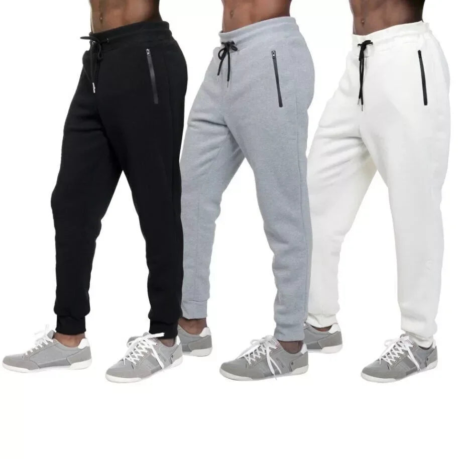 3 PACK: Men's Fleece Lined Slim Fit Casual Tech Jogger Sweatpants Zipper Pockets for Casual Wear, Sports, and Loungewear S-3XL