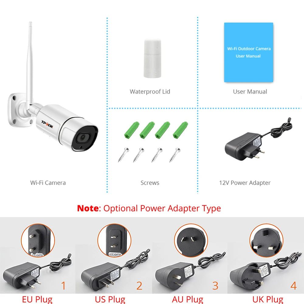 TPTEK 5MP IP Camera WiFi Surveillance Video Outdoor Camera Wireless Metal Bullet CCTV Wi Fi AI Human Detect CamHi CamHipro Cam