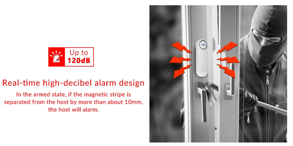 KERUI D121 Wireless Door Window Magnetic Sensor Alarm 120dB Anti-theft 300ft Remote Control Detectors Home Security Alarm System