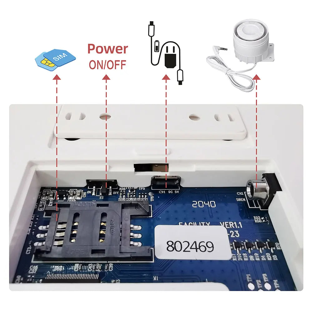 PGST  4G Smart Home Alarm System 4.3 inch WiFi Tuya Security Wireless Alarm with Door and Motion Sensor Smoke and Solar Siren