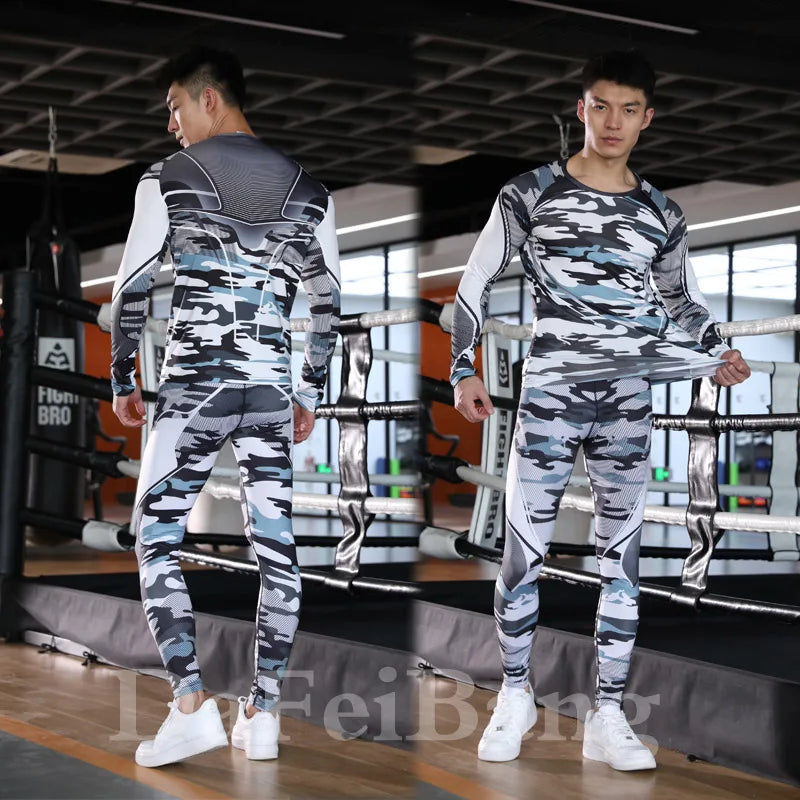 3 Pcs Set Men's Workout Sports Suit Gym Fitness Compression Clothes Running Jogging Sport Wear Exercise Rashguard Men