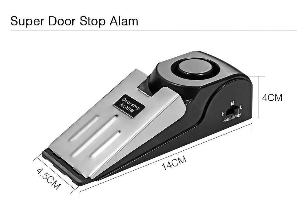 FUERS Wireless Door Stop Alarm System 120dB Loud Home Security Anti-Theft Door Block System Portable Doorstop Preasure Alarm