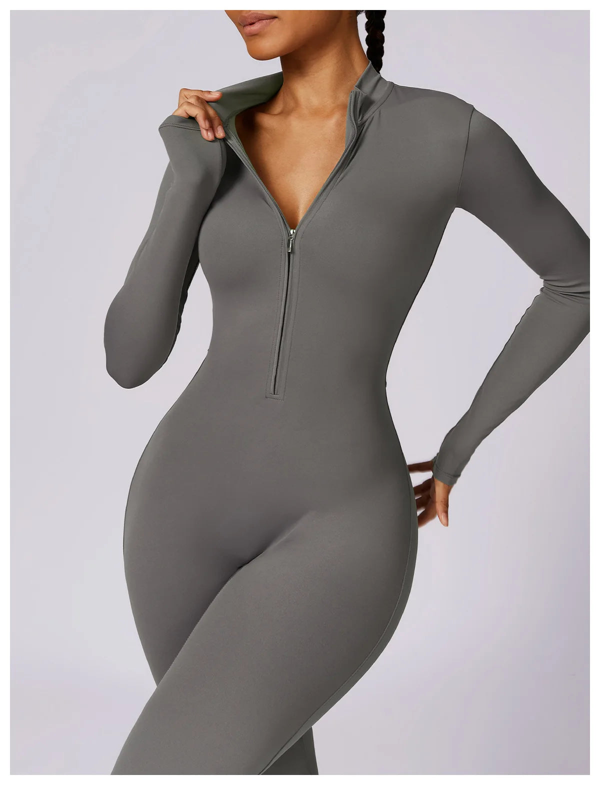 Women Yoga Jumpsuit Fitness Sports Suit Zipper Elastic One-Piece Bodysuits Gym Long Sleeve Gym Runing Push Up Workout Sportwear