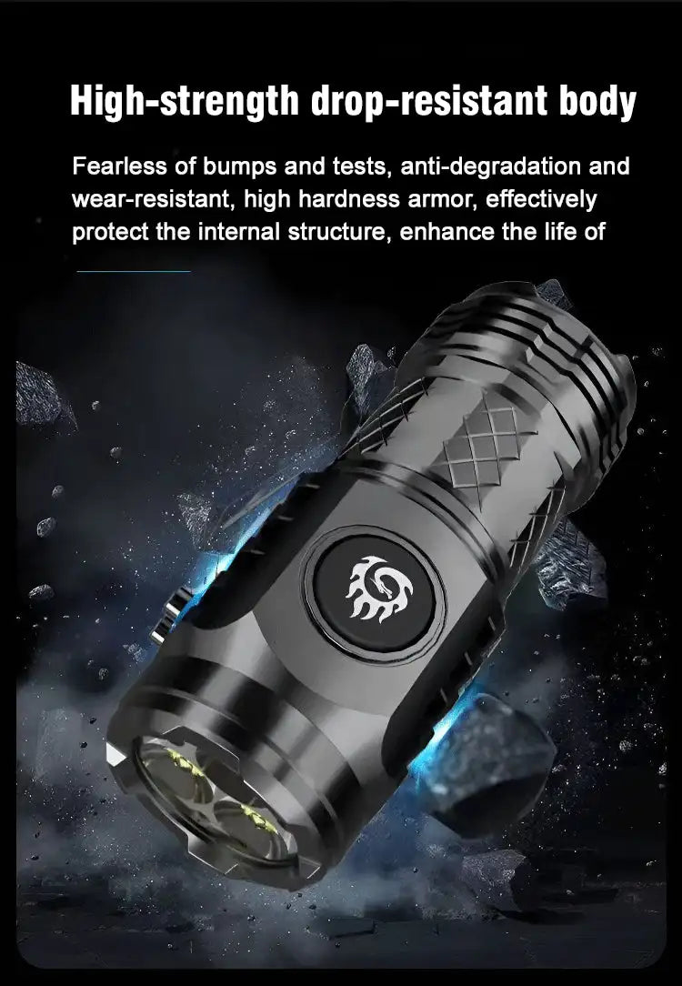 Three-Eyed Monster Mini Flash Super Power Flashlight Flashlight Strong Light Rechargeable Super Bright, Portable Lighting