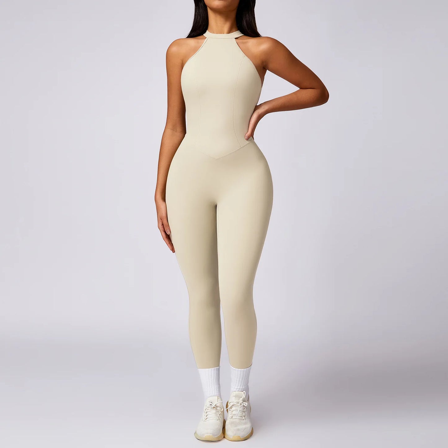 V Back Jumpsuit Women Backless Sports Bodysuits Female Rompers Quick Drying Yoga Clothes Sleeveless One-piece Suit Women Workout