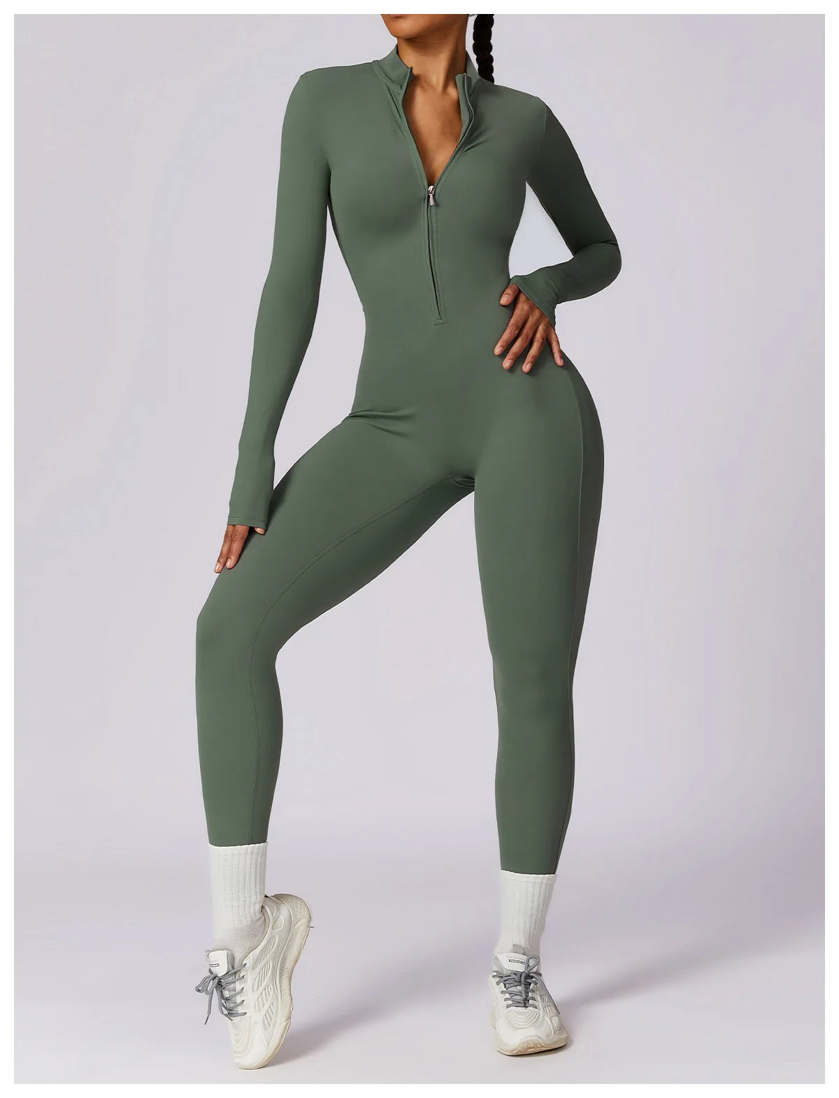 Women Yoga Jumpsuit Fitness Sports Suit Zipper Elastic One-Piece Bodysuits Gym Long Sleeve Gym Runing Push Up Workout Sportwear