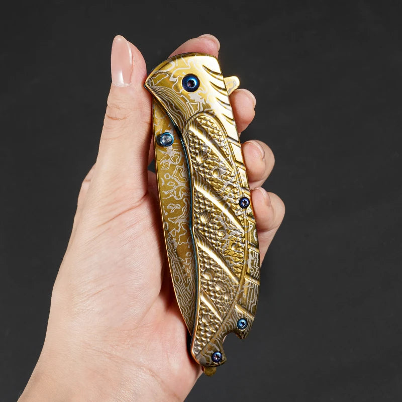 1PC 6.8 inches, Creative Dragon and Snake Folding Knife, Outdoor Camping, Fruit Knife, Unboxing, Self-defense Knife, Apprec