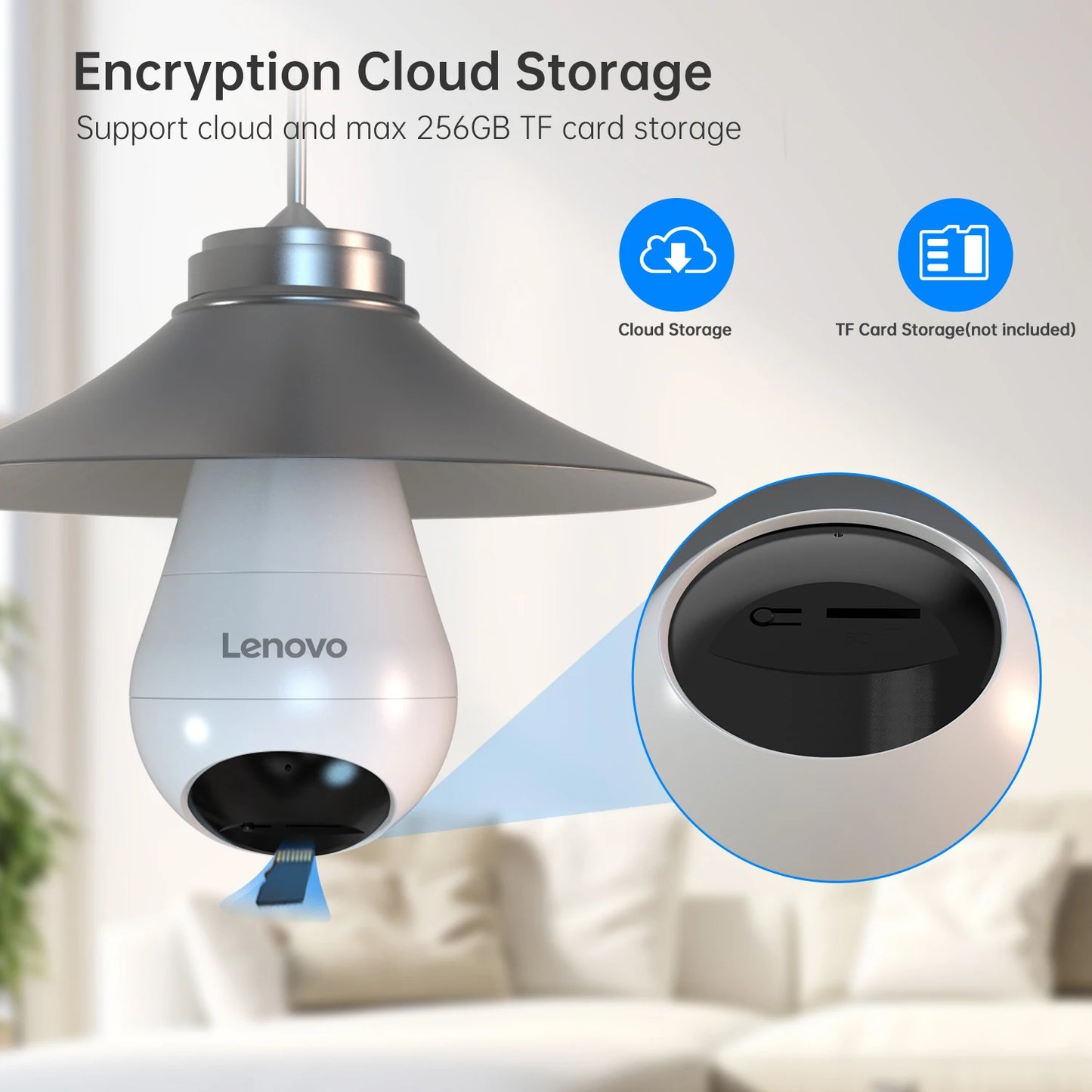 Lenovo 3MP WIFI E27 Bulb Security Camera Full Color Night Vision Two-Way Voice Intercom Smart Home Wireless Camera