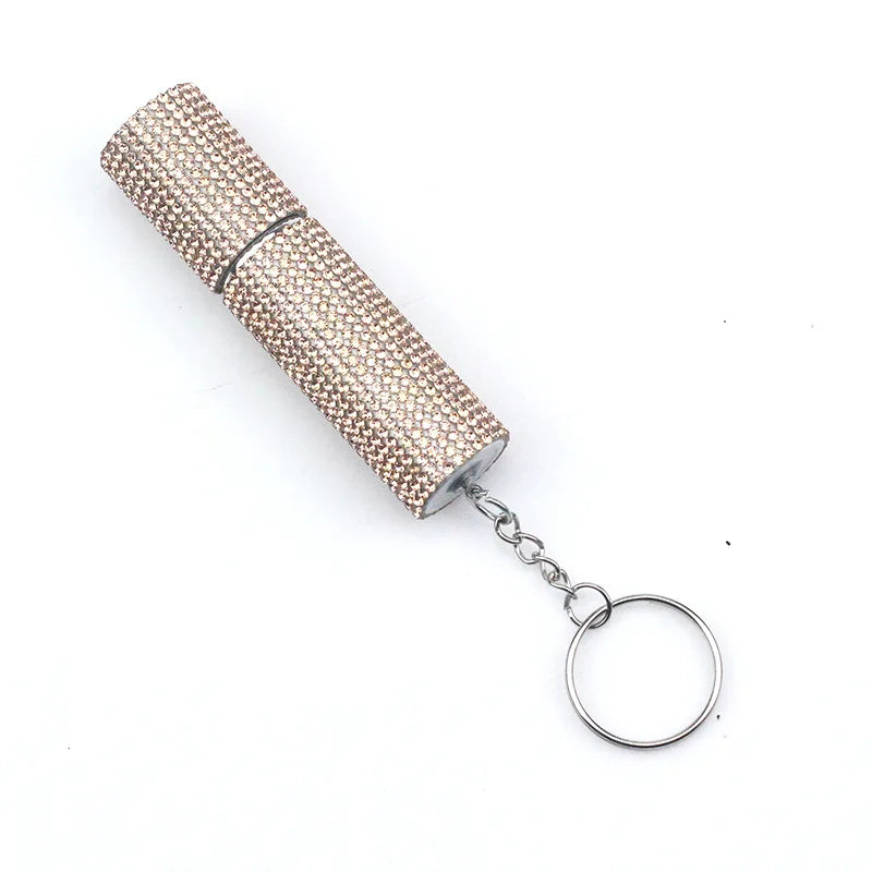 10ml Crystal Shiny Rhinestone Empty Perfume Bottle Keyring Pepper Spray Liquid Holder Keychain Self Protection Gift For Women