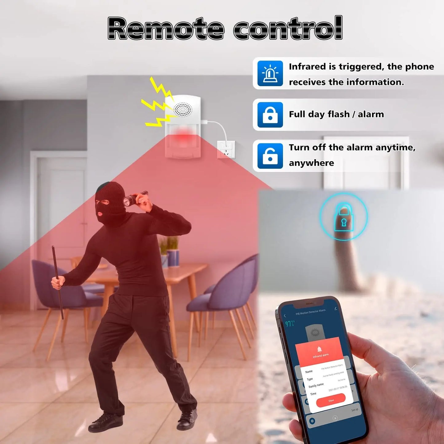 Tuya WiFi Home Burglar Alarm Sensor PIR Infrared Motion Detector 110dB Smart Life APP Security Protection Remote Control Alert