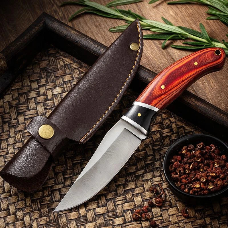 1PC 7.5-inch multi-purpose knife stainless steel colored wood handle for portable camping grilling in home kitchens