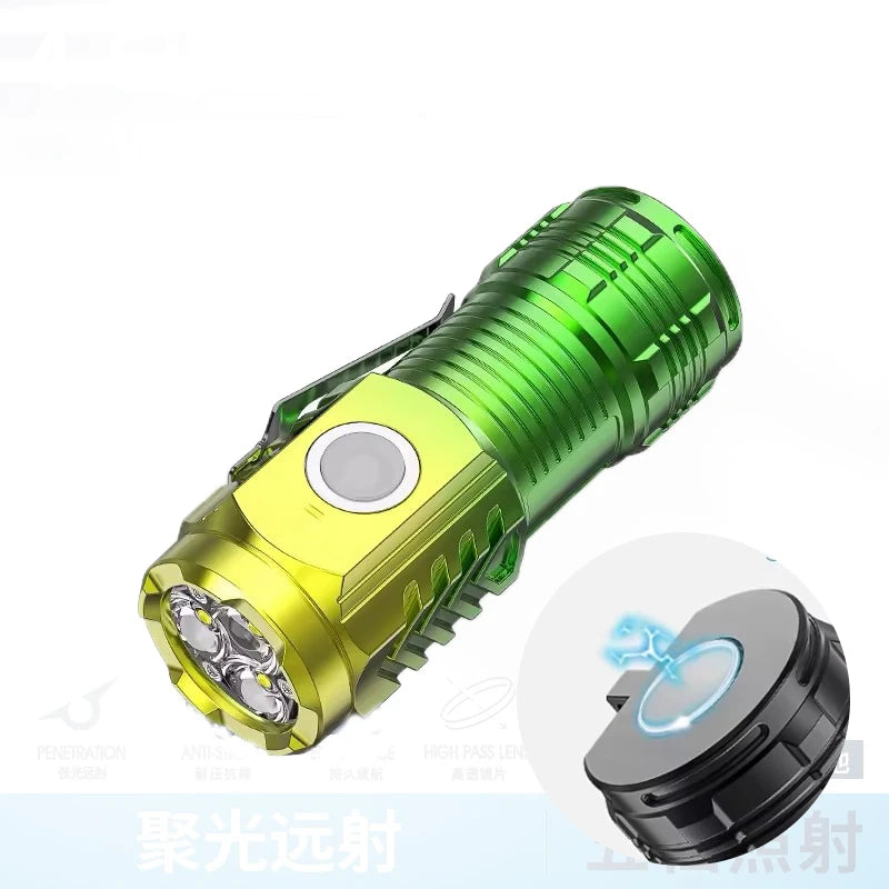 Mini 3*LED Strong Light Super Bright Torch Household Repeatedly Charging The Battery Outdoor Portable Long-range Flashlight