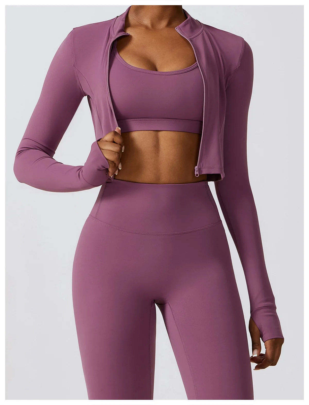 Sportswear Yoga Set Women's Workout Clothes Athletic Wear Sports Gym Legging Seamless Fitness Bra Crop Top Long Sleeve Yoga Suit