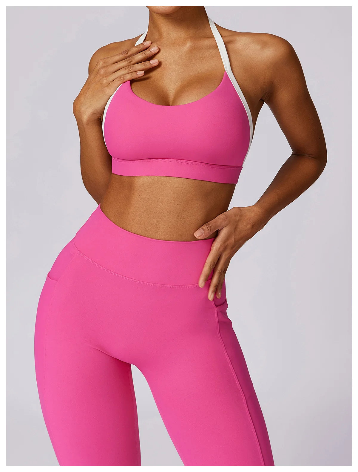 Yoga Set 2PCS Women Sportswear Push Up Workout Clothes Athletic Wear Gym Legging Fitness Bra Crop Top Long Sleeve Sports Suits