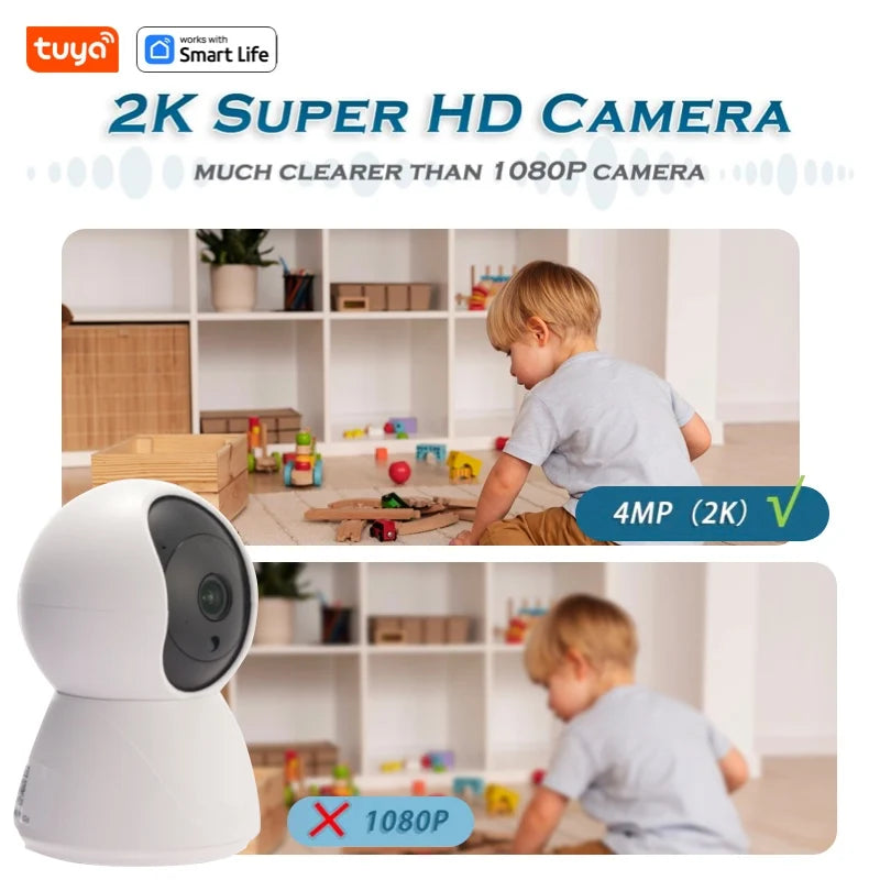 USB Tuya 4MP Indoor Camera,2K Security Camera for Baby Monitor,PTZ Wifi Cameras for Home Security,Pet Camera with Phone App