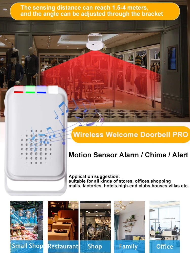 Split Induction Doorbell Intelligent Welcome Wireless Door Bell PIR Sensor 36 Chime Ringtone Distinction Prompt Alarm Sensor