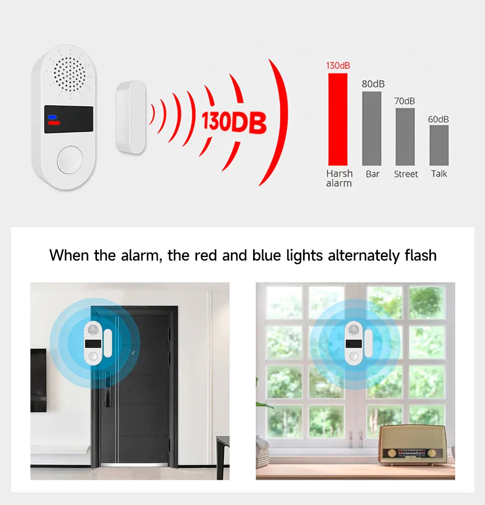 Wireless Home Door Window Sensor Burglar Security Alarm System Independent Opening Magnetic Door Sensor 130db Security Alarm