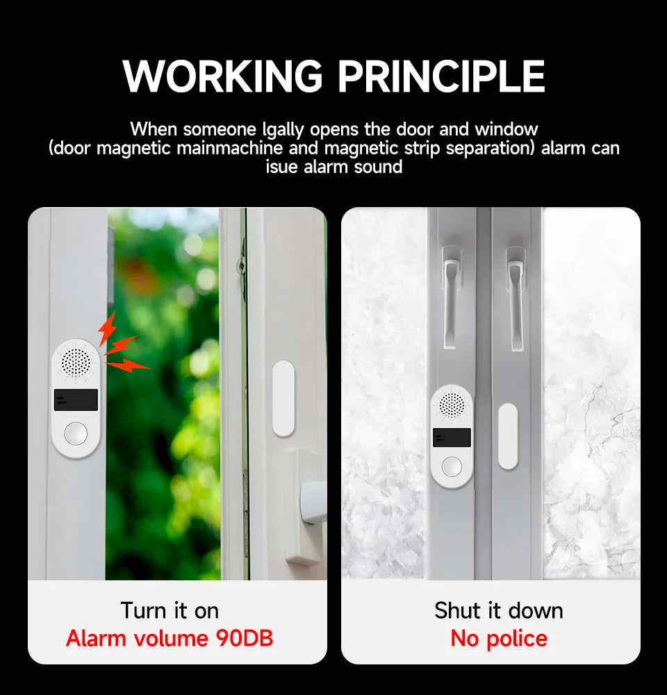 Wireless Home Door Window Sensor Burglar Security Alarm System Independent Opening Magnetic Door Sensor 130db Security Alarm