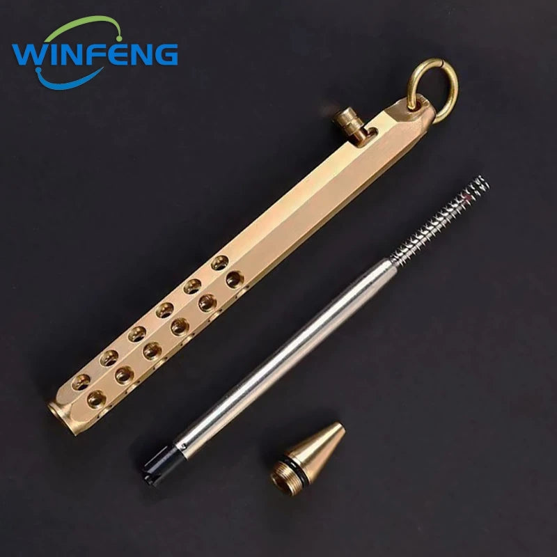 Creative Brass Bolt Action Tactical Pen Business Signature Ballpoint Pen for Self Protection School Student Office Stationery