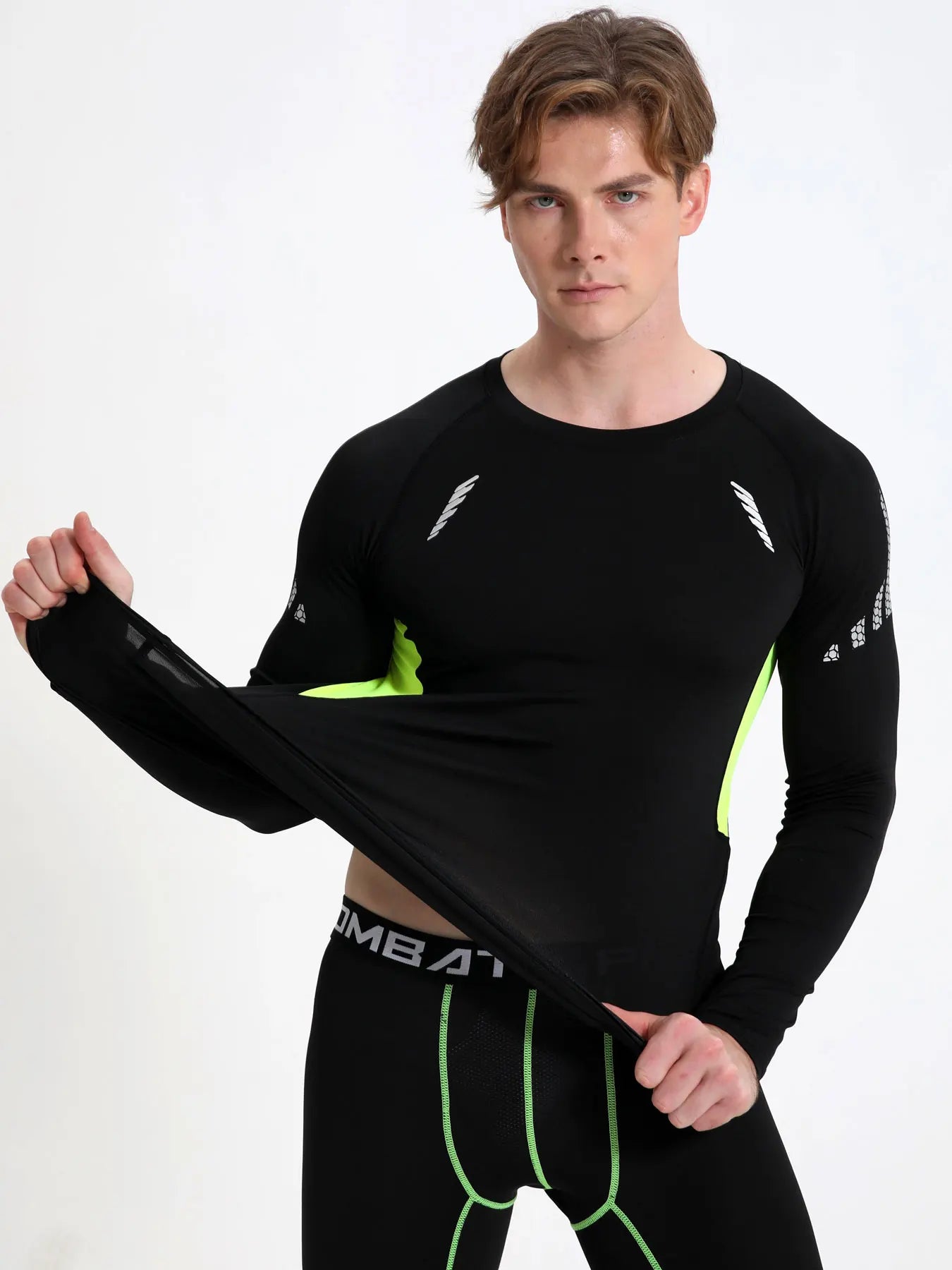 Solid Compression Shirts Men Long Sleeve Athletic Moisture Wicking Baselayer Undershirt Gear Tshirt For Sports Workout