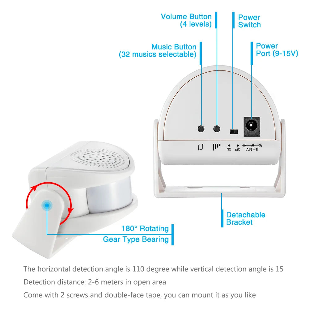 KERUI Wireless Indoor Motion Sensor Doorbell Shop Visitor Alert Chime Alarm Burglar for Business When Entering Door Opens