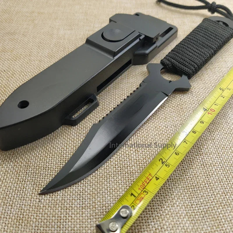 Tactical Fixed Blade 7CR14Mov Blade Steel Handle Outdoor Camping Survival Hunting Utility Knife Military Pocket Tool+ ABS Sheath