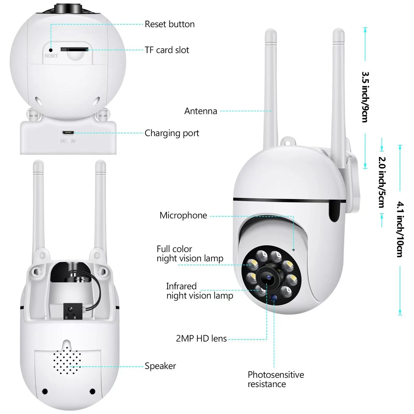 5G 1080P Cameras Wifi Video Surveillance IP Outdoor Security Protection Monitor 4.0X Zoom Home Wireless Track Alarm Waterproof