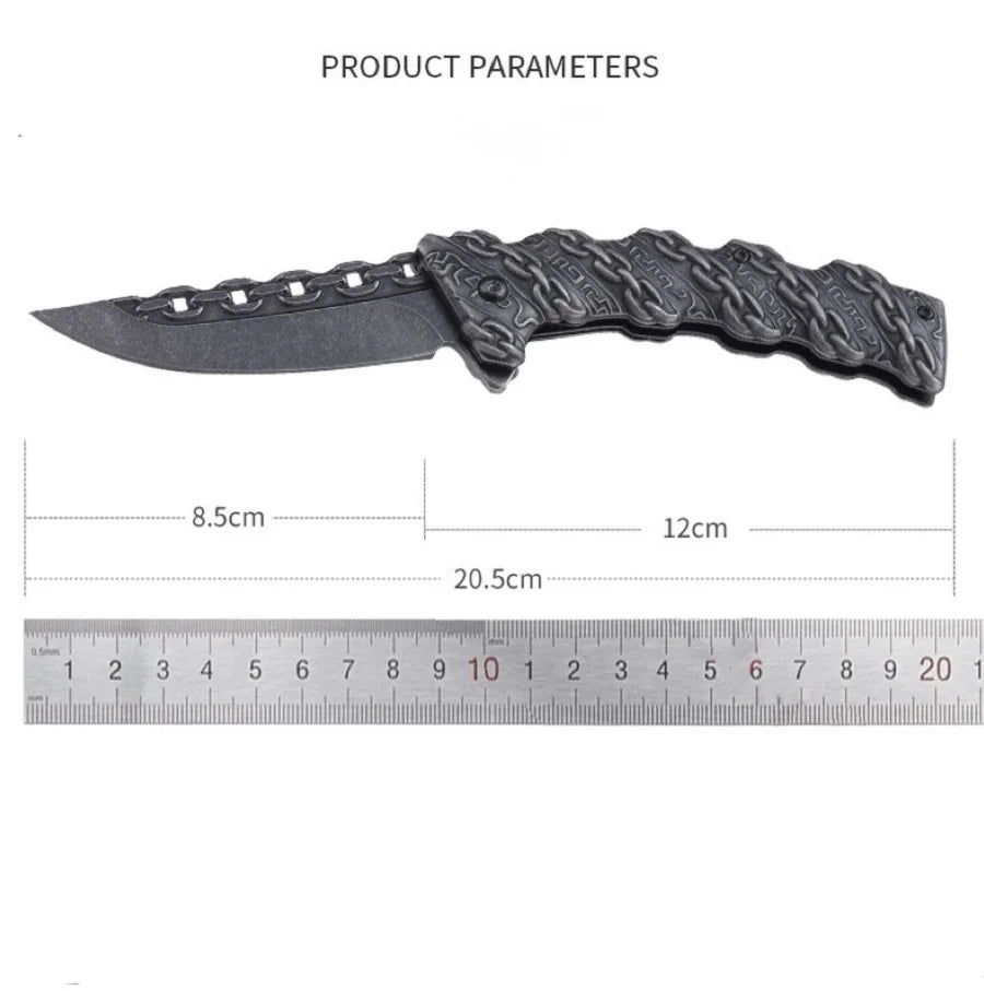 1pc，Multi-function relief chain folding knife, outdoor stainless steel folding knife, multi-purpose fruit knife, hiking knife