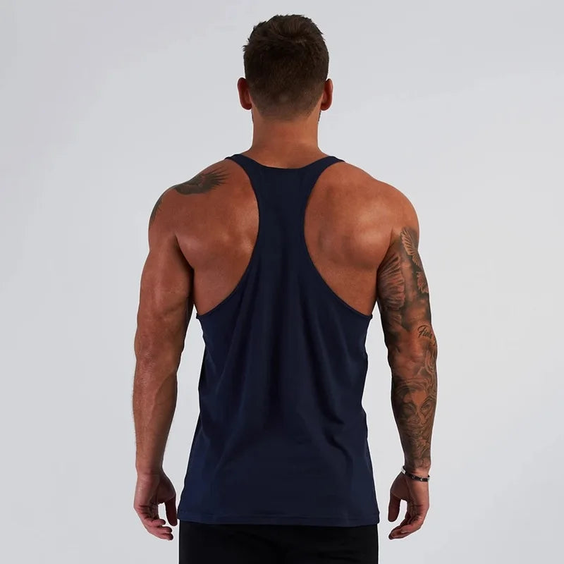 New Printed Sports Tank Top Cotton undershirt Summer Running vest Training gym Tops Sleeveless Tank Top Men fitness sweatshirt