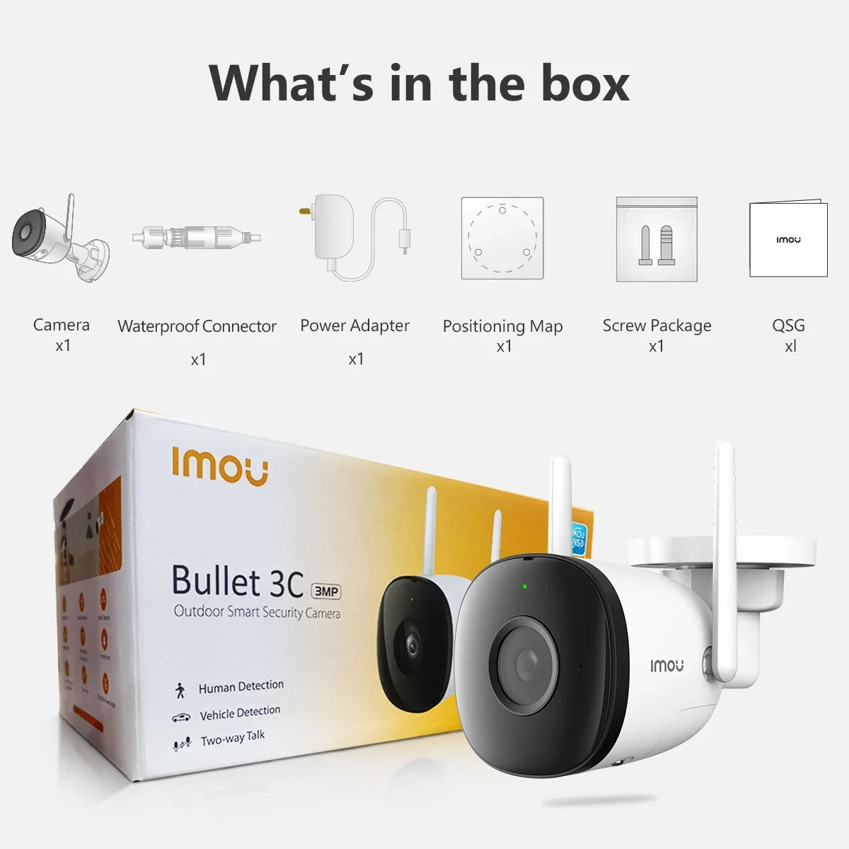 IMOU Bullet 3C 3MP/5MP IP Camera Outdoor WIFI Vehicle Detection IP67 Night Vision Security Protection Smart Cameras