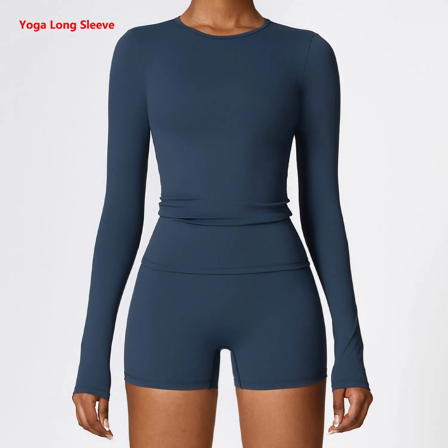 Women's Quick Dry Breathable Yoga Long Sleeves Crop Top Round Neck Sports Top Gym Fitness Workout Sexy Running Long Sleeves