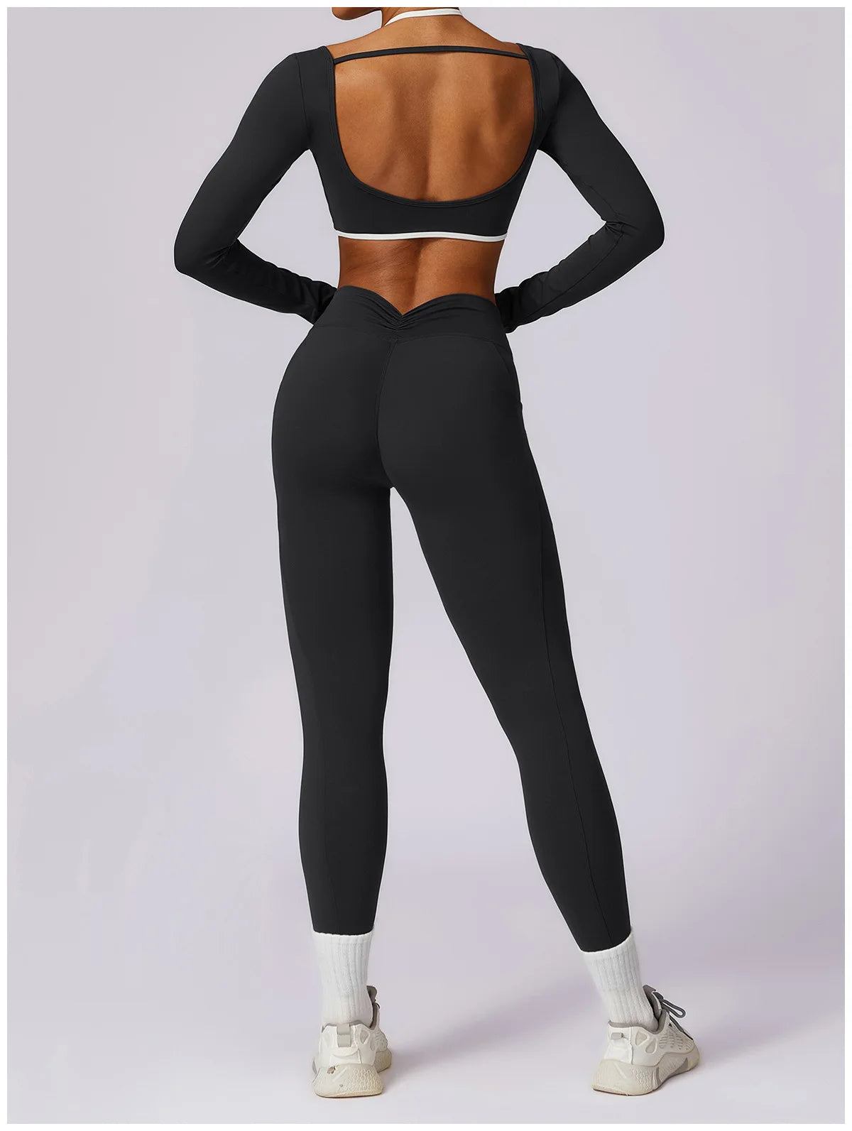 Yoga Set 2PCS Women Sportswear Push Up Workout Clothes Athletic Wear Gym Legging Fitness Bra Crop Top Long Sleeve Sports Suits