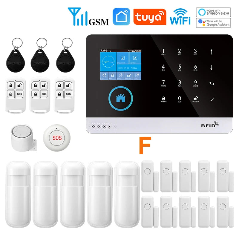 MULO Alarm System For Home Burglar Security 433MHz GSM  Home alarm Wireless PG103 WiFi Alarma Tuya Smart App Work With Alexa