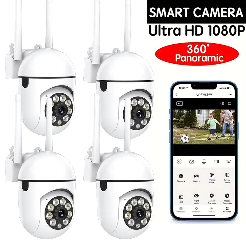 4PC Boykeep Wireless WiFi Security Camera,Ease Life APP,1080P,Color Night Vision,2-Way Audio,360 Pan/Tilt/Zoom,Motion Tracking