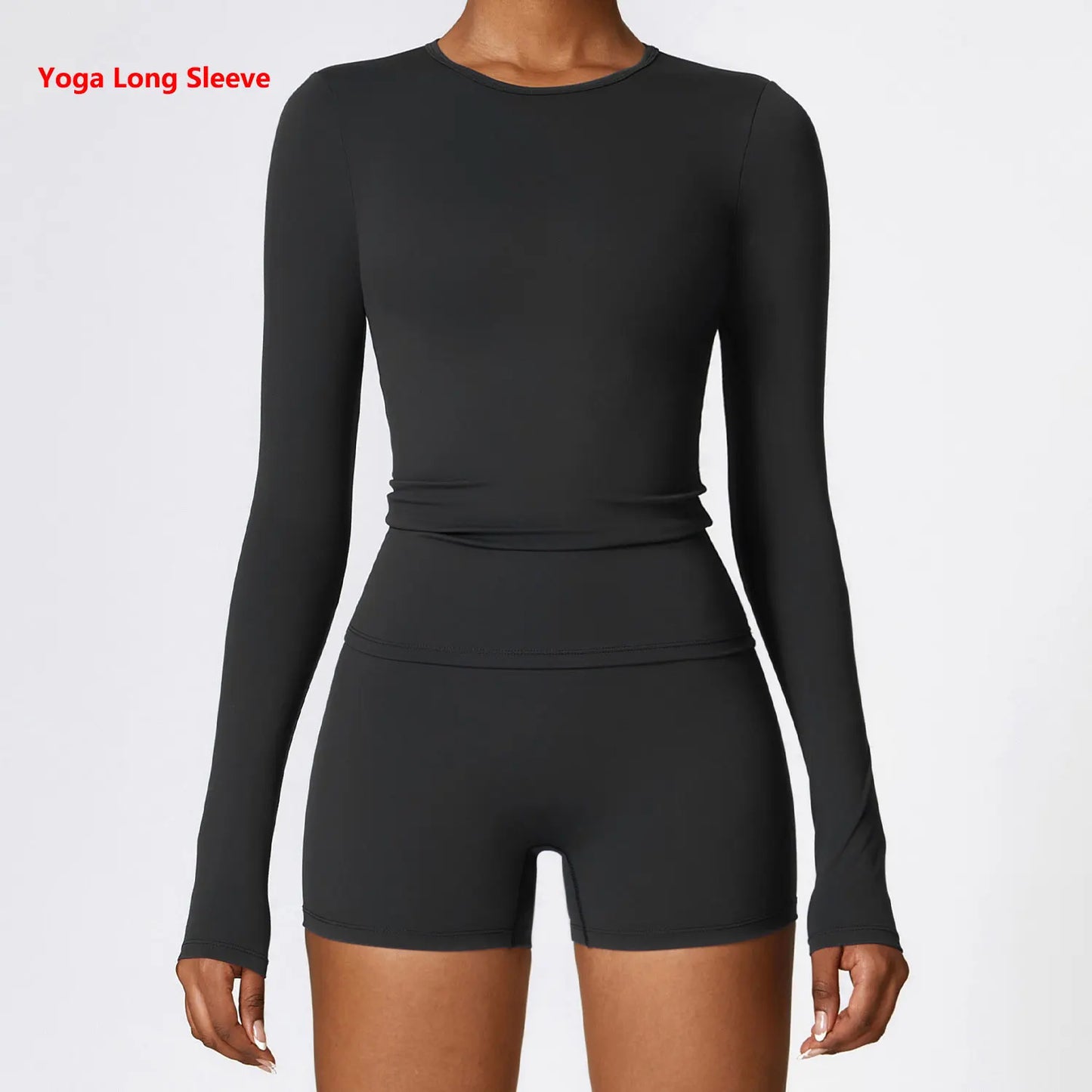 Women's Quick Dry Breathable Yoga Long Sleeves Crop Top Round Neck Sports Top Gym Fitness Workout Sexy Running Long Sleeves