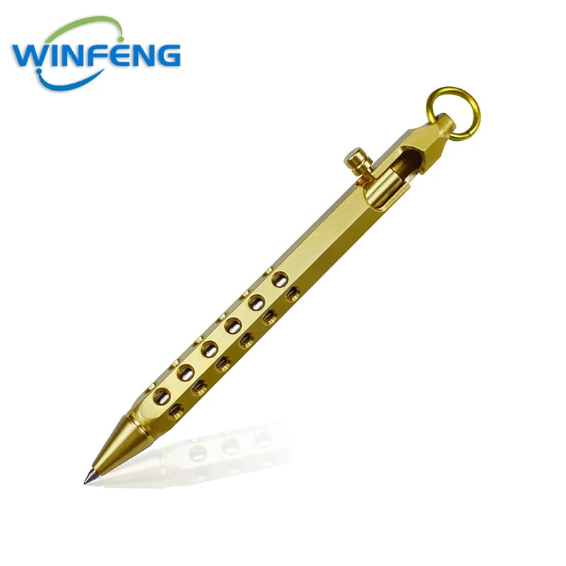 Creative Brass Bolt Action Tactical Pen Business Signature Ballpoint Pen for Self Protection School Student Office Stationery