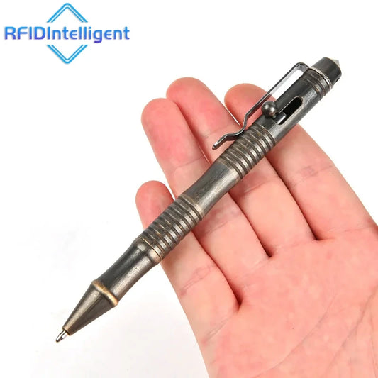 High Quality Brass Self-Defense Tactical Pen Bolt Switch Ball Point Writing Pen Emergency Window Breaker Survival Supplies