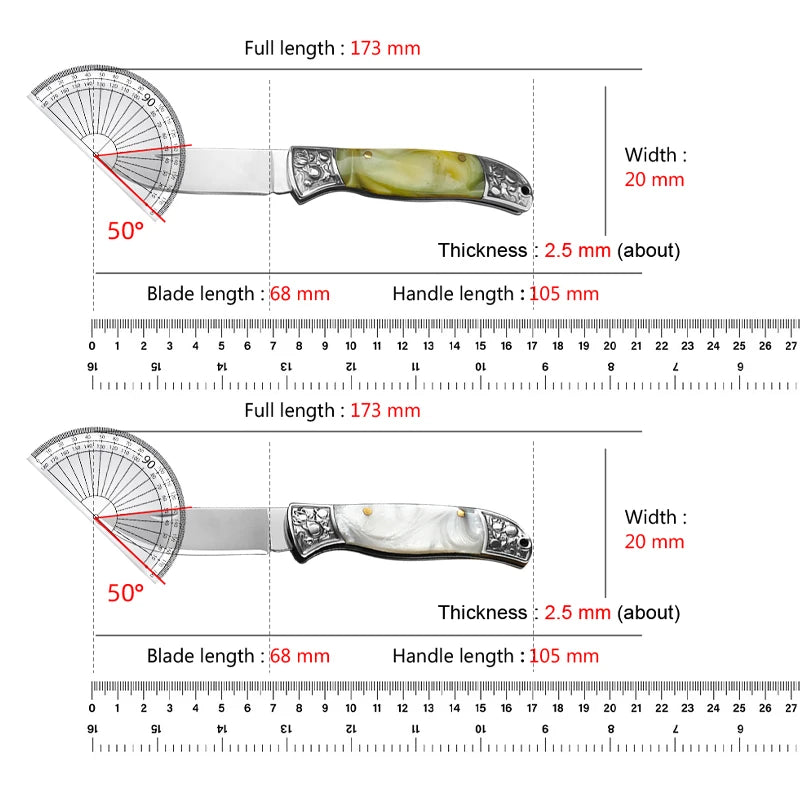 Stainless Steel Folding Fruit Paring Knife Resin Handle Boning Knife Portable Pocket Knife BBQ Cleaver Kitchen Slicing Knife