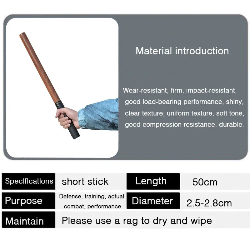 Wushu Stick Self-defense Solid Wood Stick 50cm Philippine Short Emergency Short Stick Escape Tool High-quality Wood