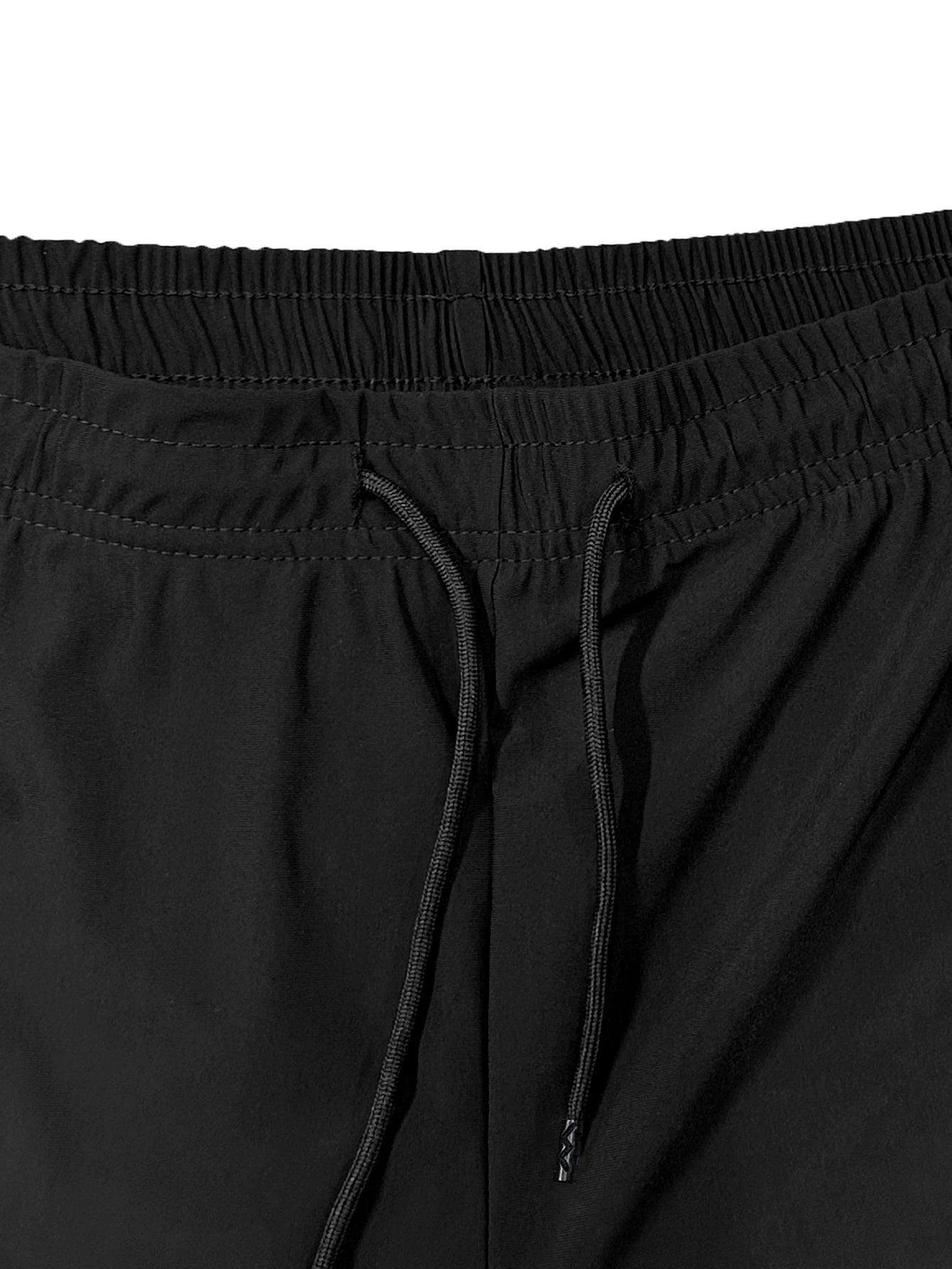 Men's solid color shorts, with zipper pockets, casual elastic drawstring shorts with a loose waist and high elasticity, suitable