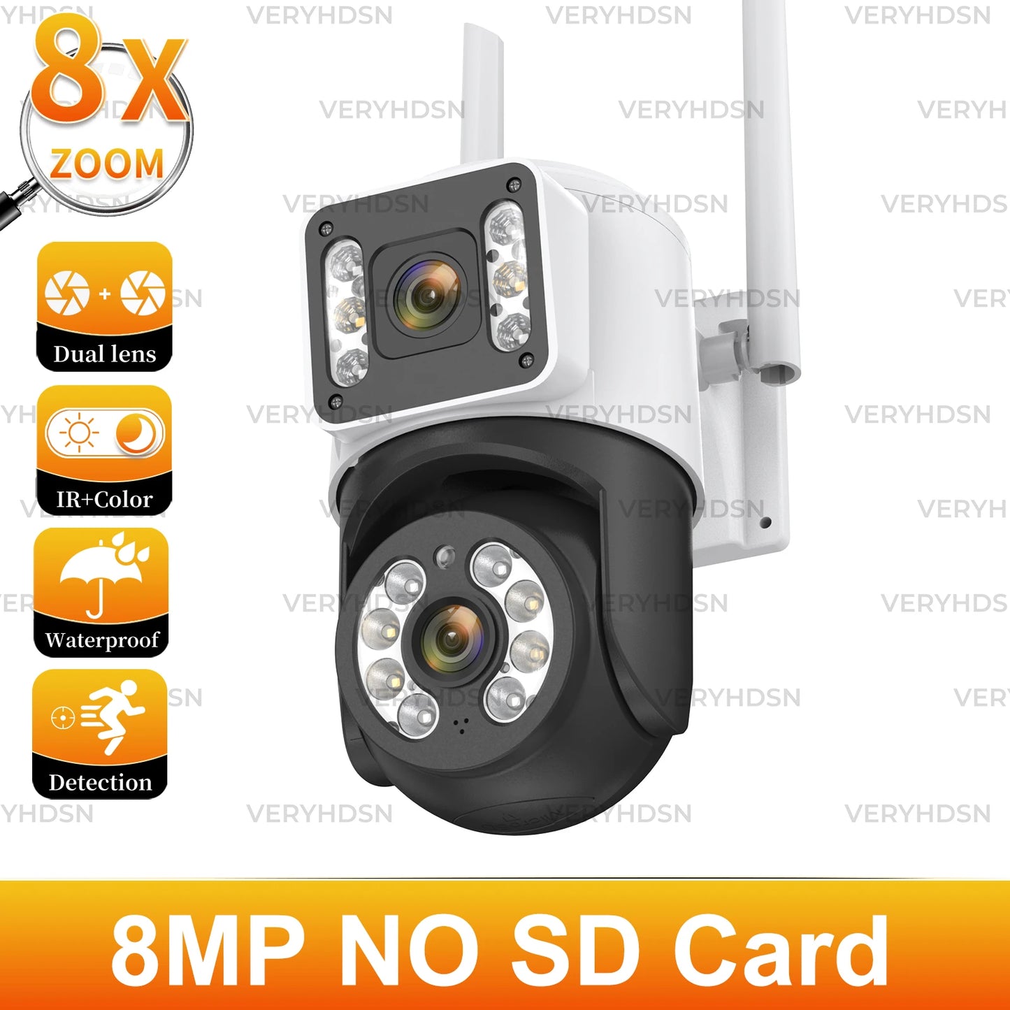 8MP 5G WiFi IP Camera PTZ 4K Dual Lens Human Detect Auto Tracking Surveillance Cameras Outdoor Waterproof Night Vision CCTV