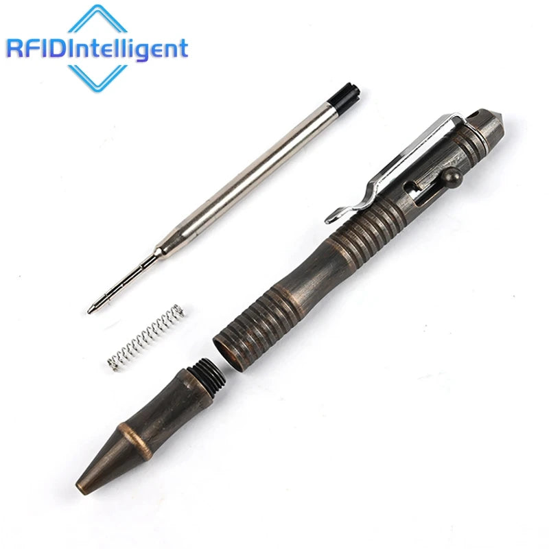 High Quality Brass Self-Defense Tactical Pen Bolt Switch Ball Point Writing Pen Emergency Window Breaker Survival Supplies