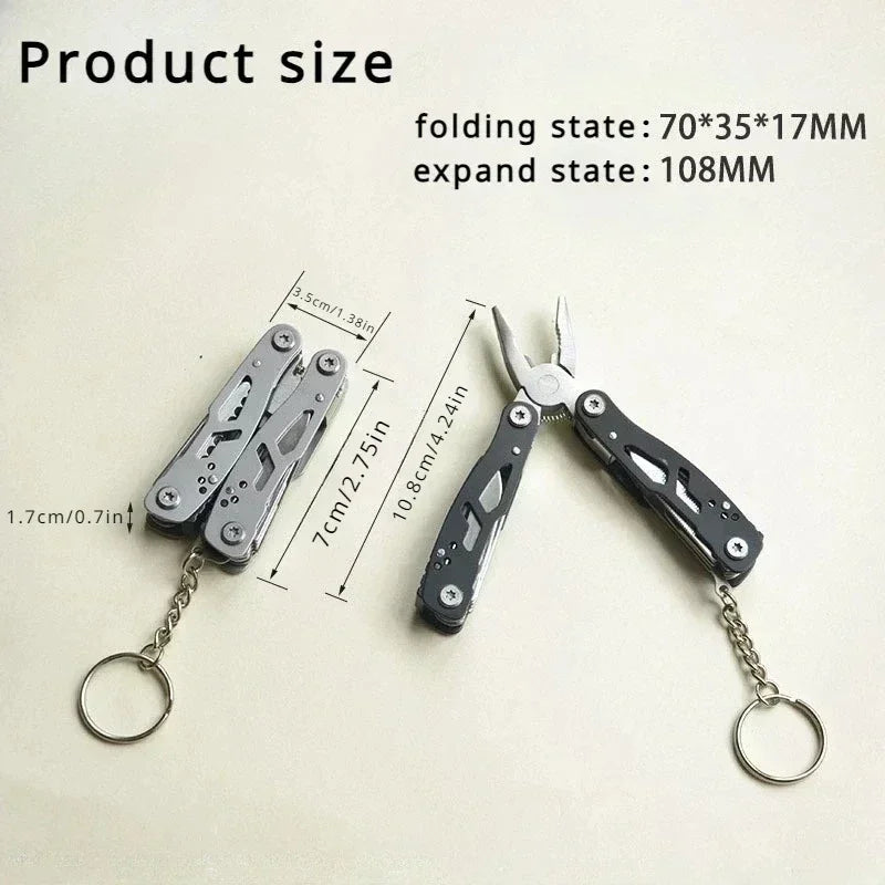 MiniPortableOutdoor Camping Pliers Multitool Keychain Multi-functional Pliers Small ToolStainless Steel FoldingPliersPocketKnife