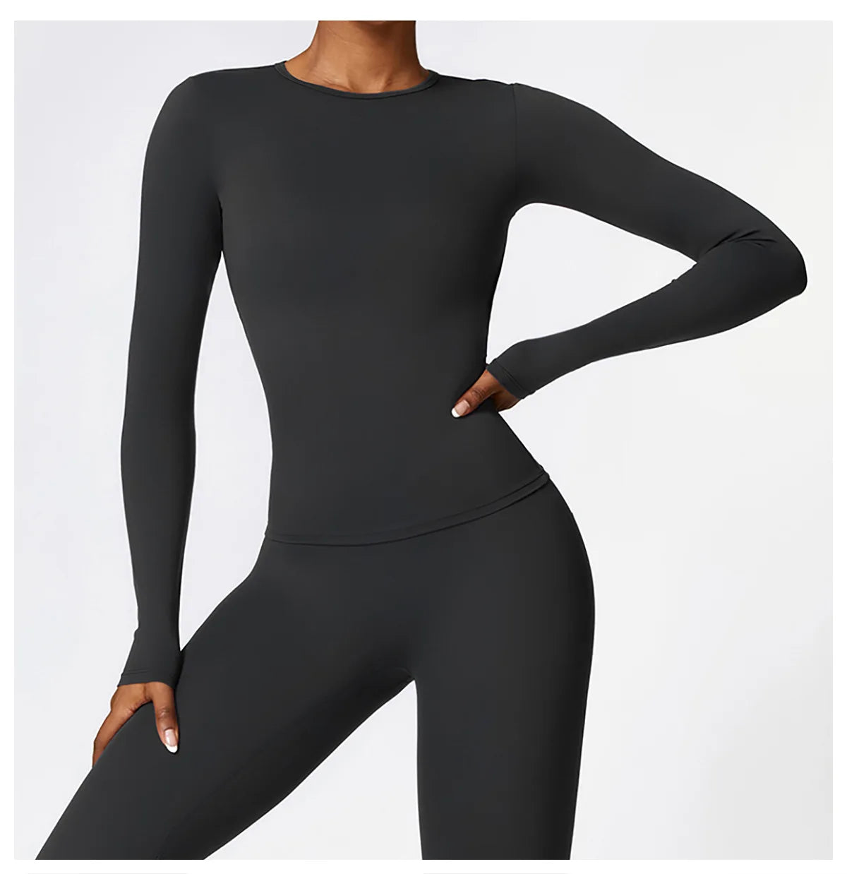 Women's Quick Dry Breathable Yoga Long Sleeves Crop Top Round Neck Sports Top Gym Fitness Workout Sexy Running Long Sleeves