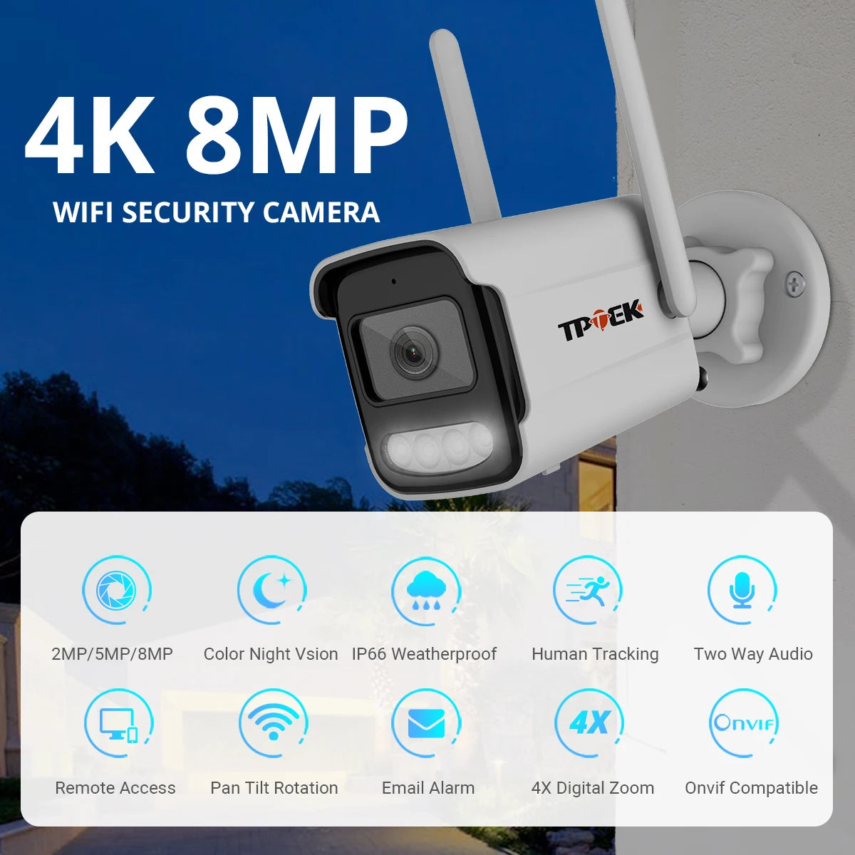 4K 8MP IP Camera Outdoor WiFi Security Camera Wireless Surveillance Wi Fi Bullet Waterproof IP Video Home Camara CamHi CamHipro