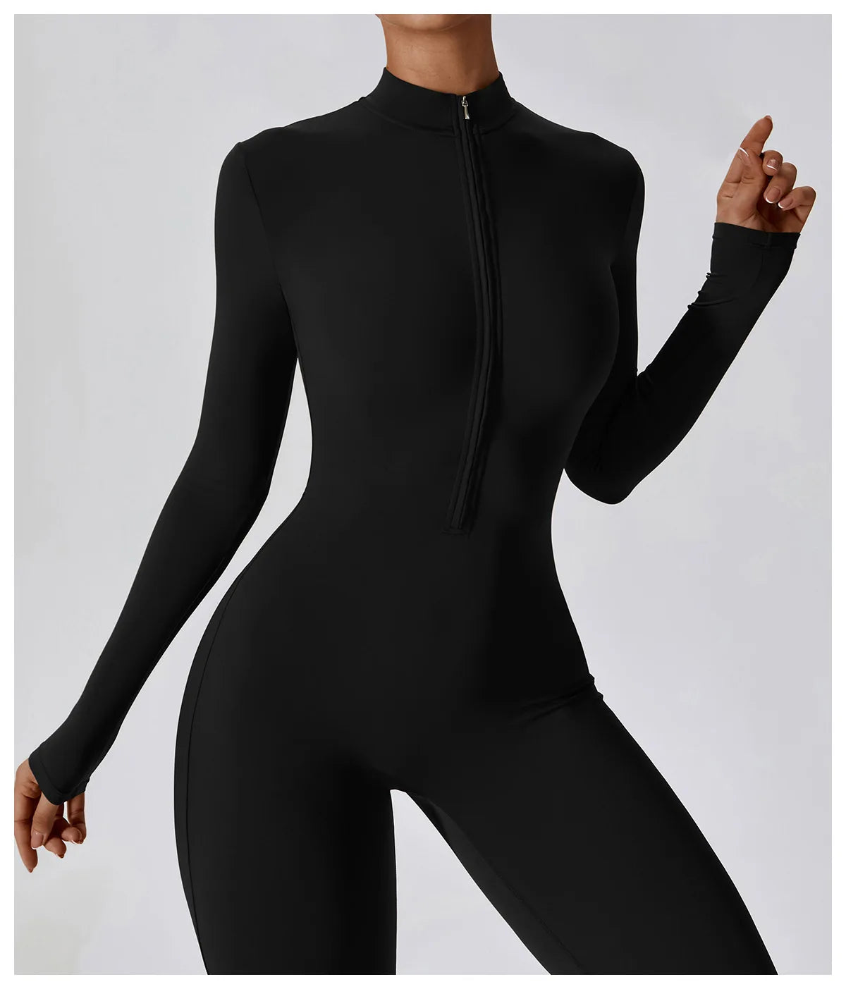 Women Yoga Jumpsuit Fitness Sports Suit Zipper Elastic One-Piece Bodysuits Gym Long Sleeve Gym Runing Push Up Workout Sportwear