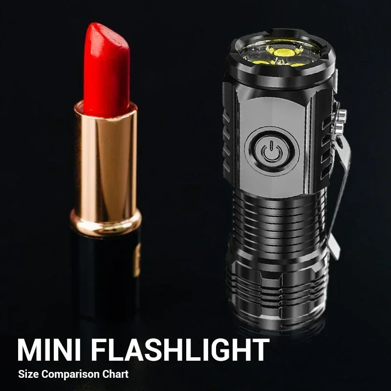 Powerful 3LED Super Bright Flashlight Portable Mini Burst Flash Torch Rechargeable Emergency Spotlight with Pen Clip