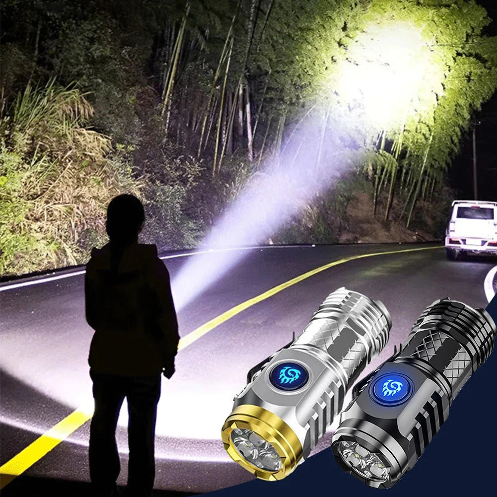 Three-Eyed Monster Mini Flashlight Super Bright Pocket Flashlight Torches 5 Modes Rechargeable & Waterproof Handheld Flashlight