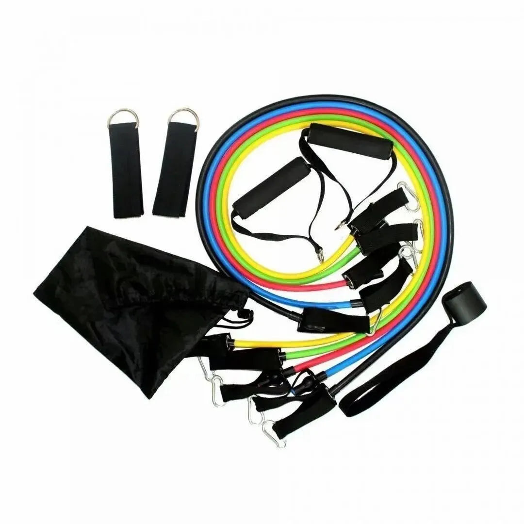 11pcs TPE Resistance Band Set Fitness Band Pull Rope Elastic Training Band With Door Anchor Handles Carry Bag Legs Ankle Straps